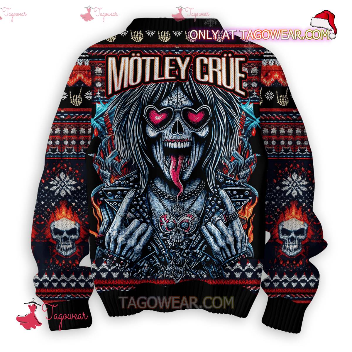 Motley Crue Skull Ugly Christmas Sweater b