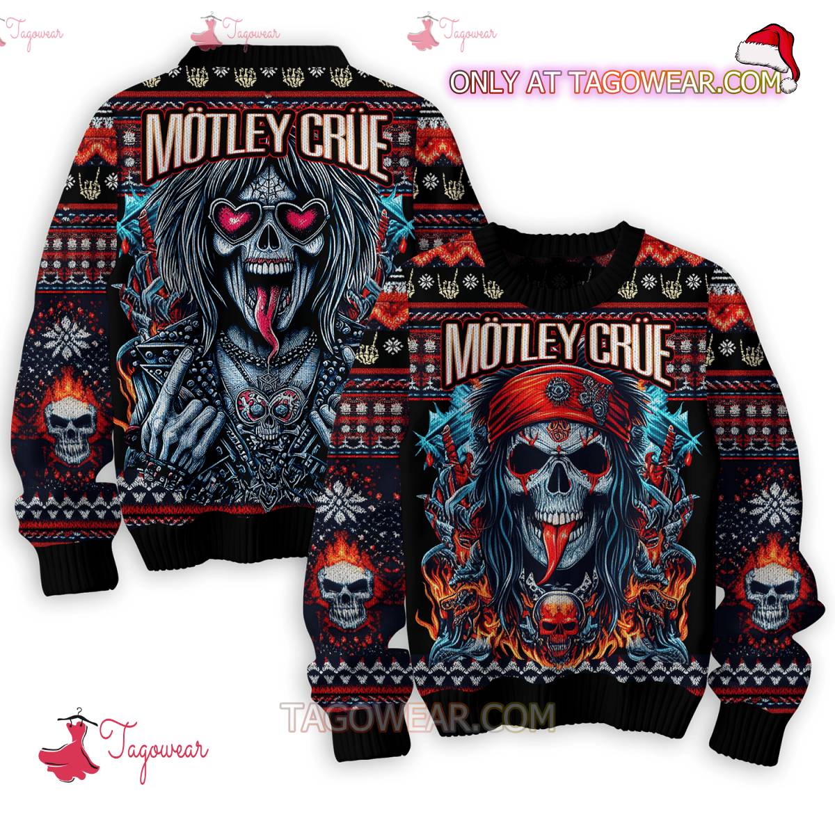 Motley Crue Skull Ugly Christmas Sweater