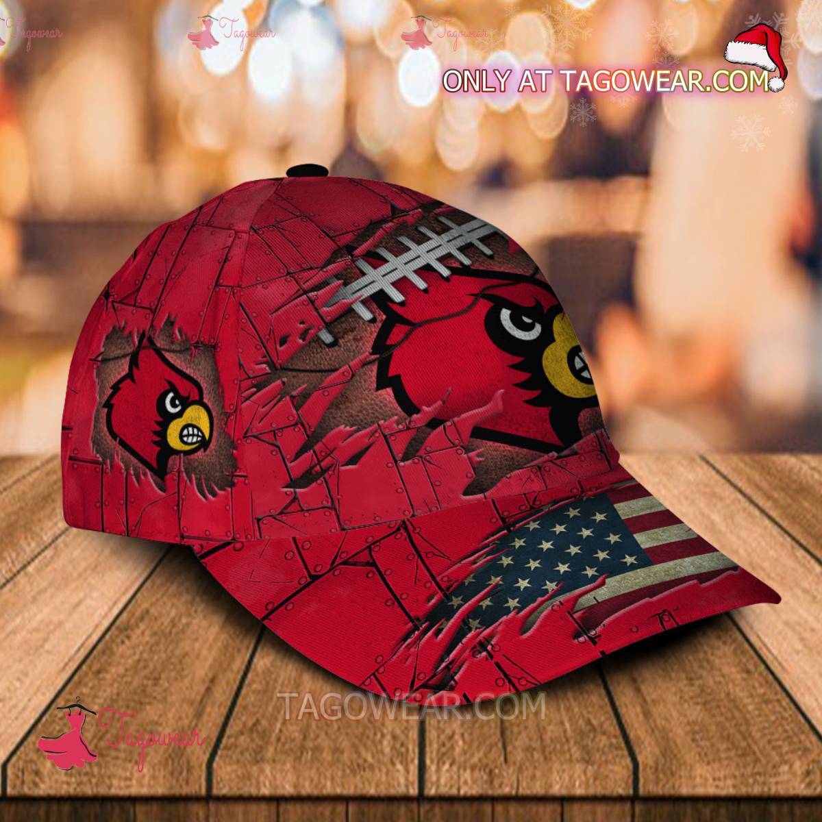NCAA Louisville Cardinals American Flag Personalized Basic Cap a