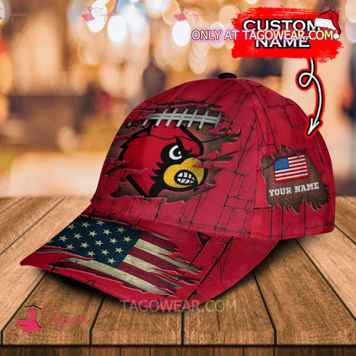 NCAA Louisville Cardinals American Flag Personalized Basic Cap b