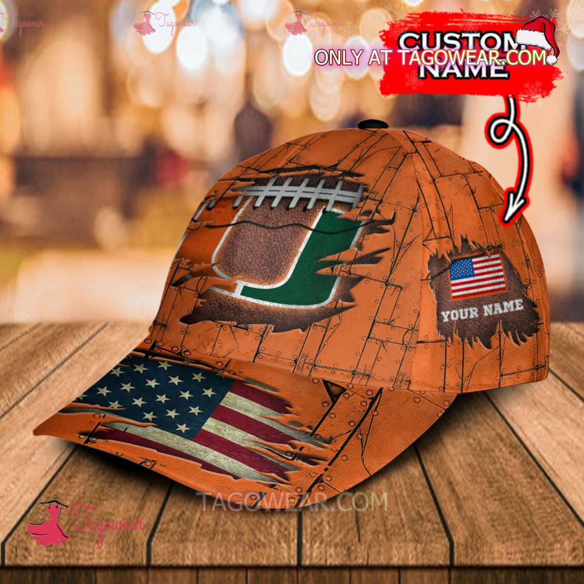 NCAA Miami Hurricanes American Flag Personalized Basic Cap b