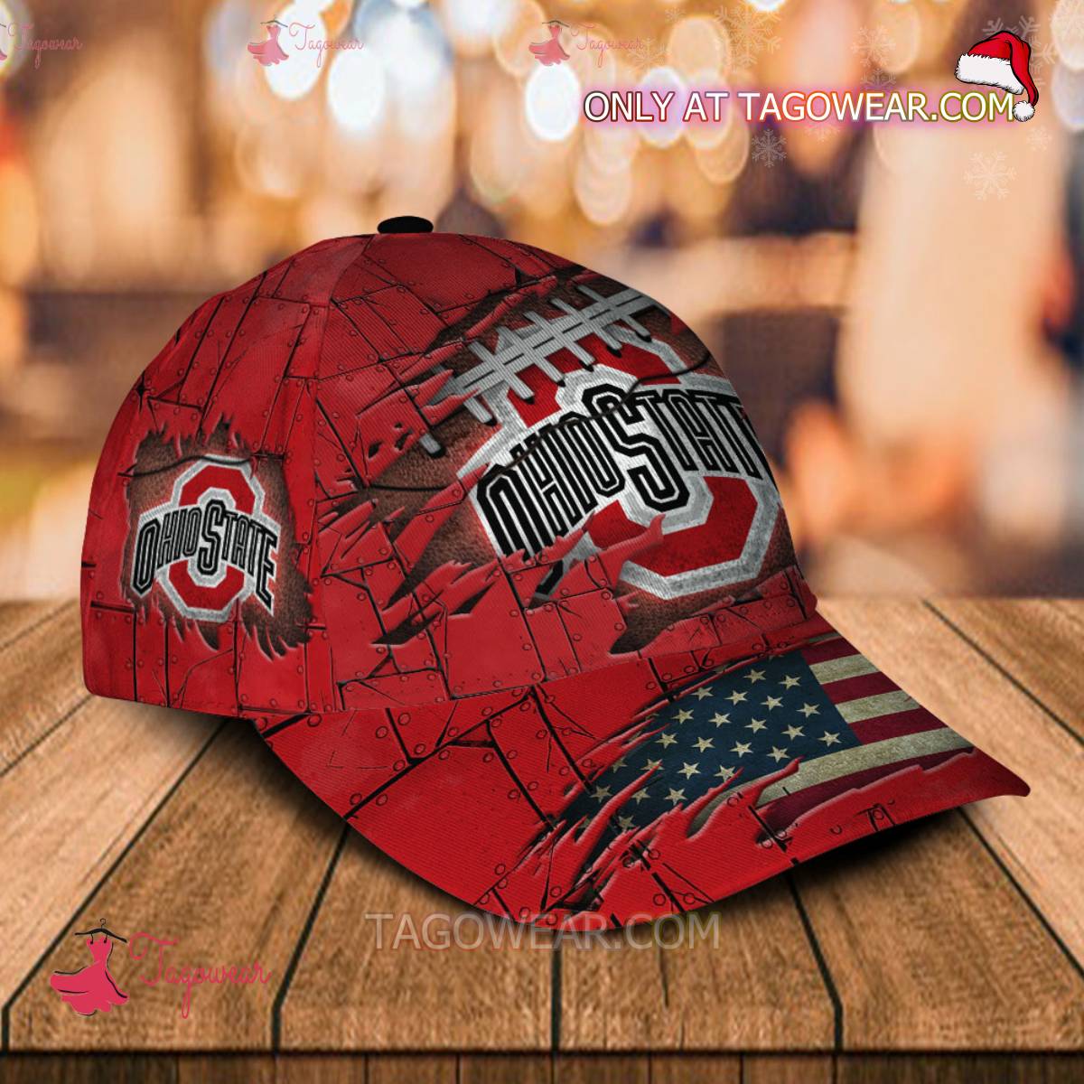 NCAA Ohio State Buckeyes American Flag Personalized Basic Cap a