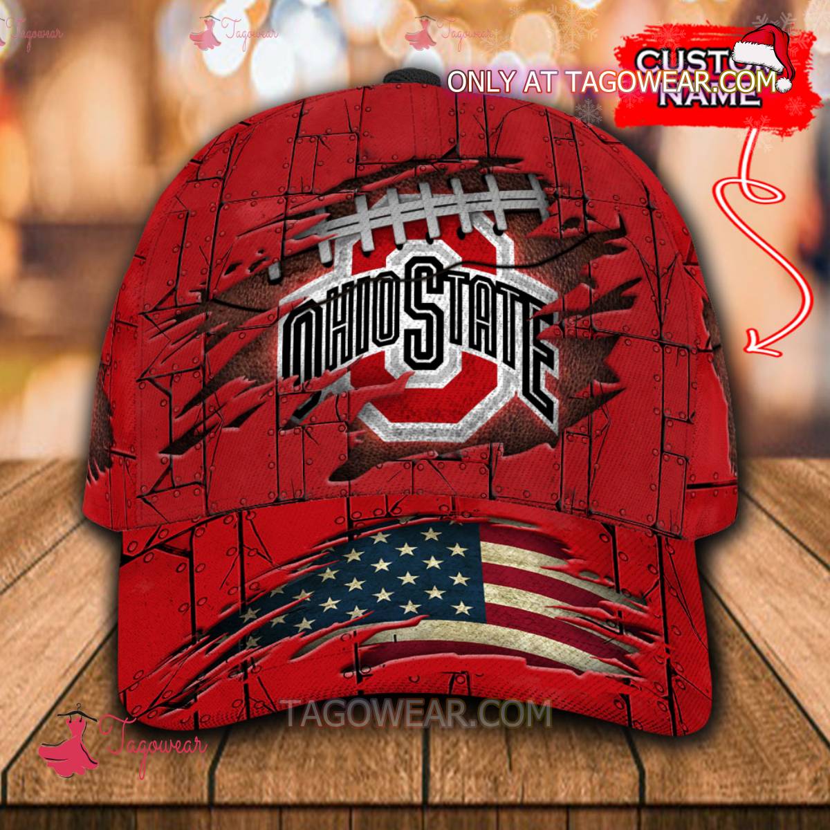 NCAA Ohio State Buckeyes American Flag Personalized Basic Cap