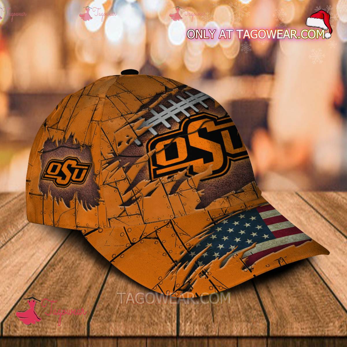 NCAA Oklahoma State Cowboys American Flag Personalized Basic Cap a