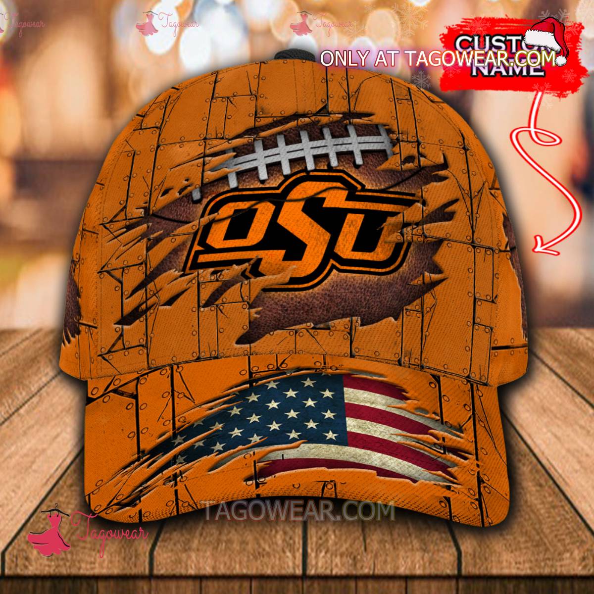 NCAA Oklahoma State Cowboys American Flag Personalized Basic Cap