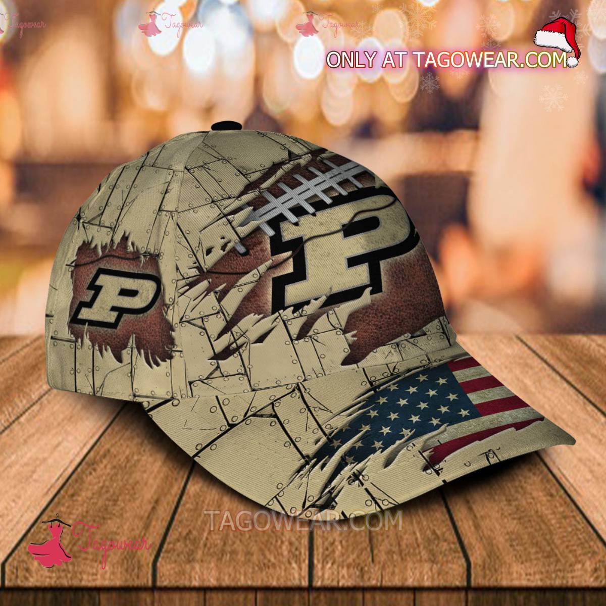 NCAA Purdue Boilermakers American Flag Personalized Basic Cap a