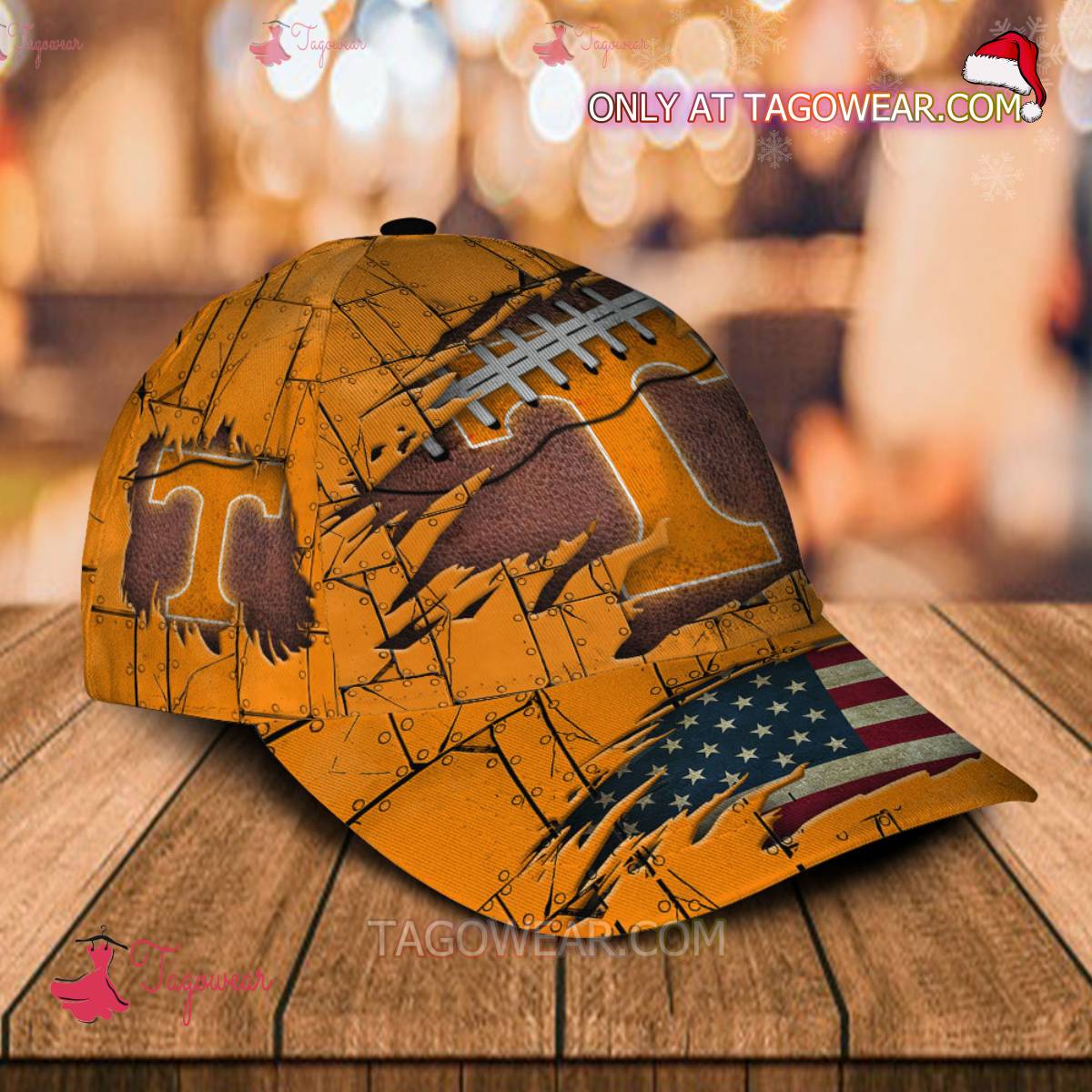 NCAA Tennessee Volunteers American Flag Personalized Basic Cap a
