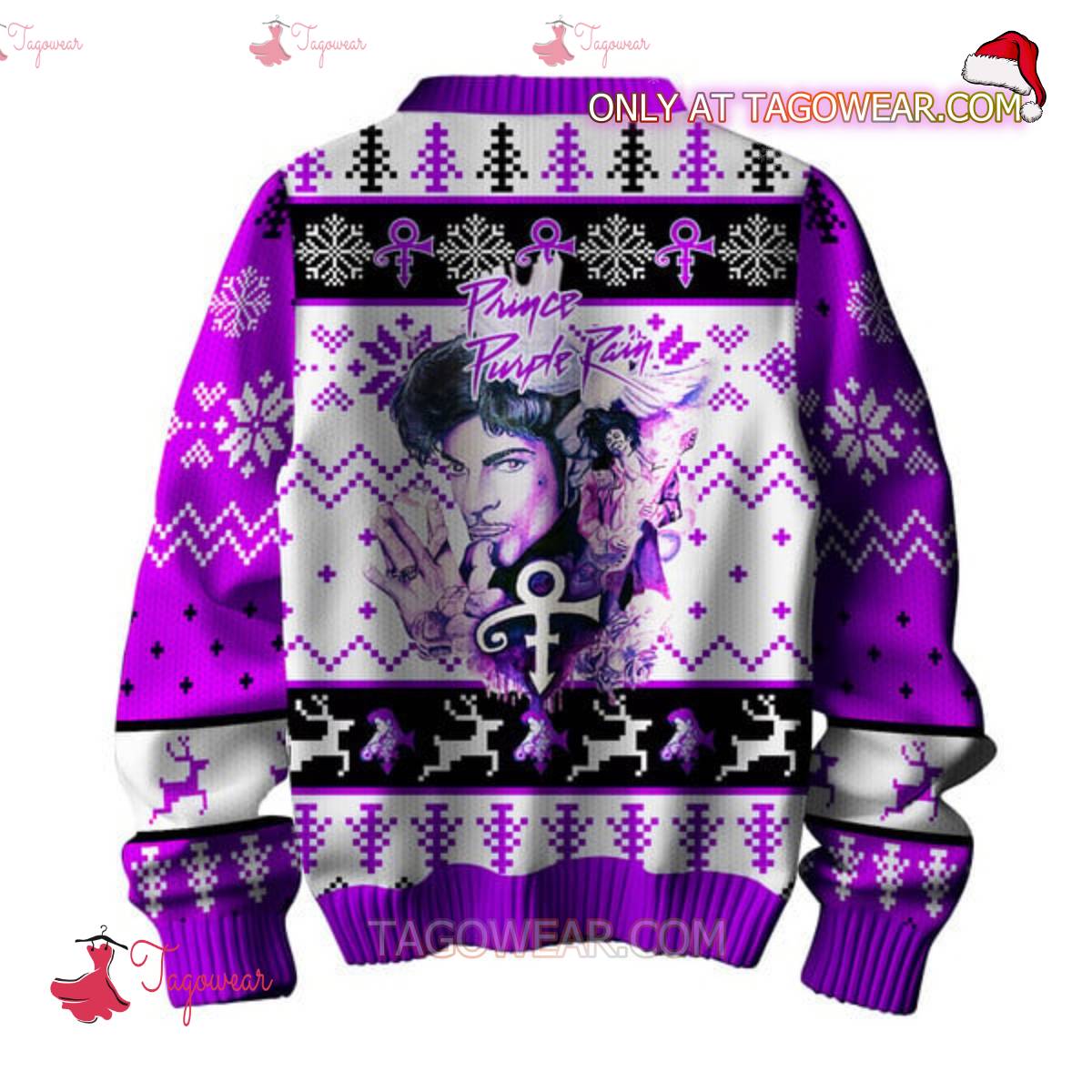 Prince Purple Rain Ugly Christmas Sweater b
