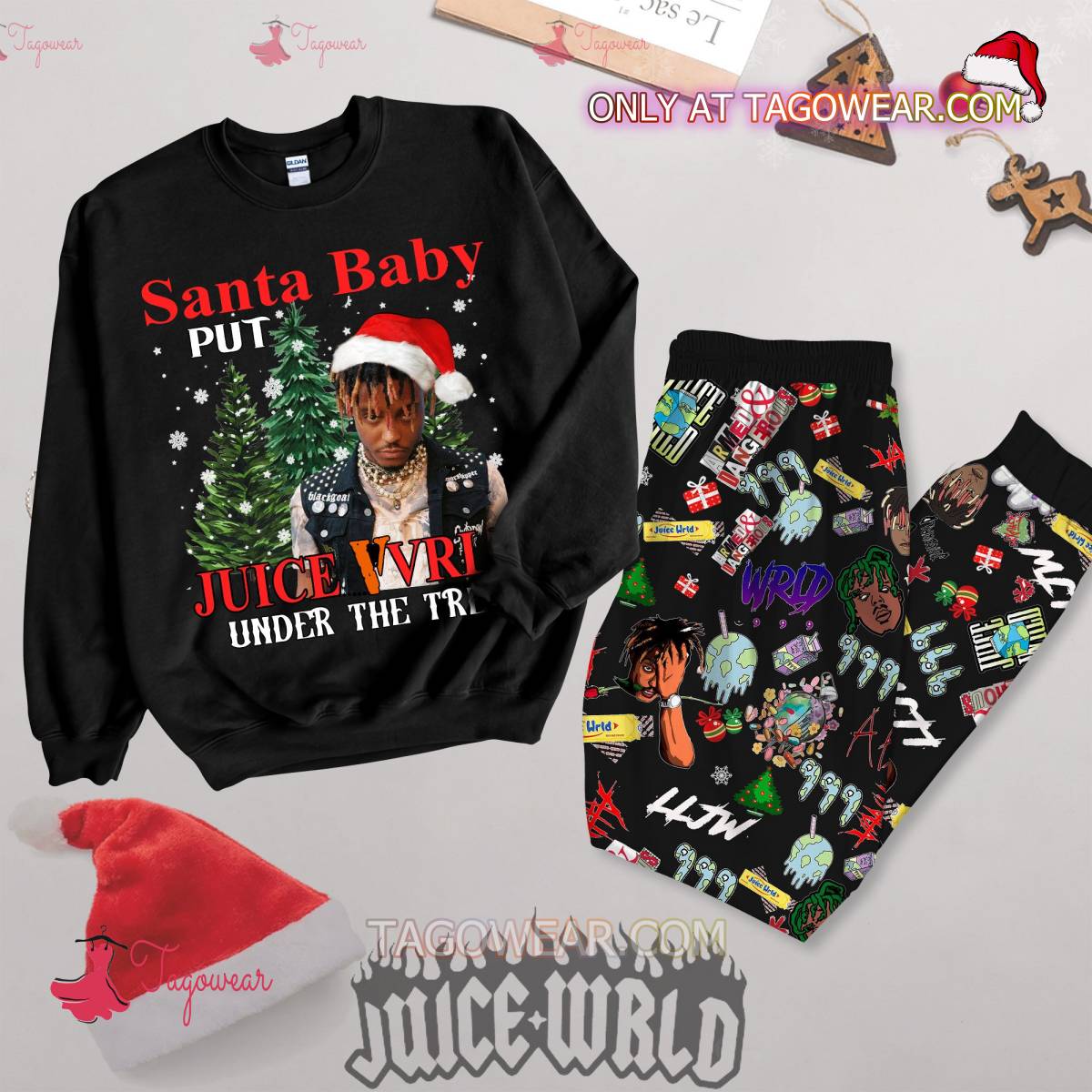 Santa Baby Juice Wrld Under The Tree Christmas Pajamas Set