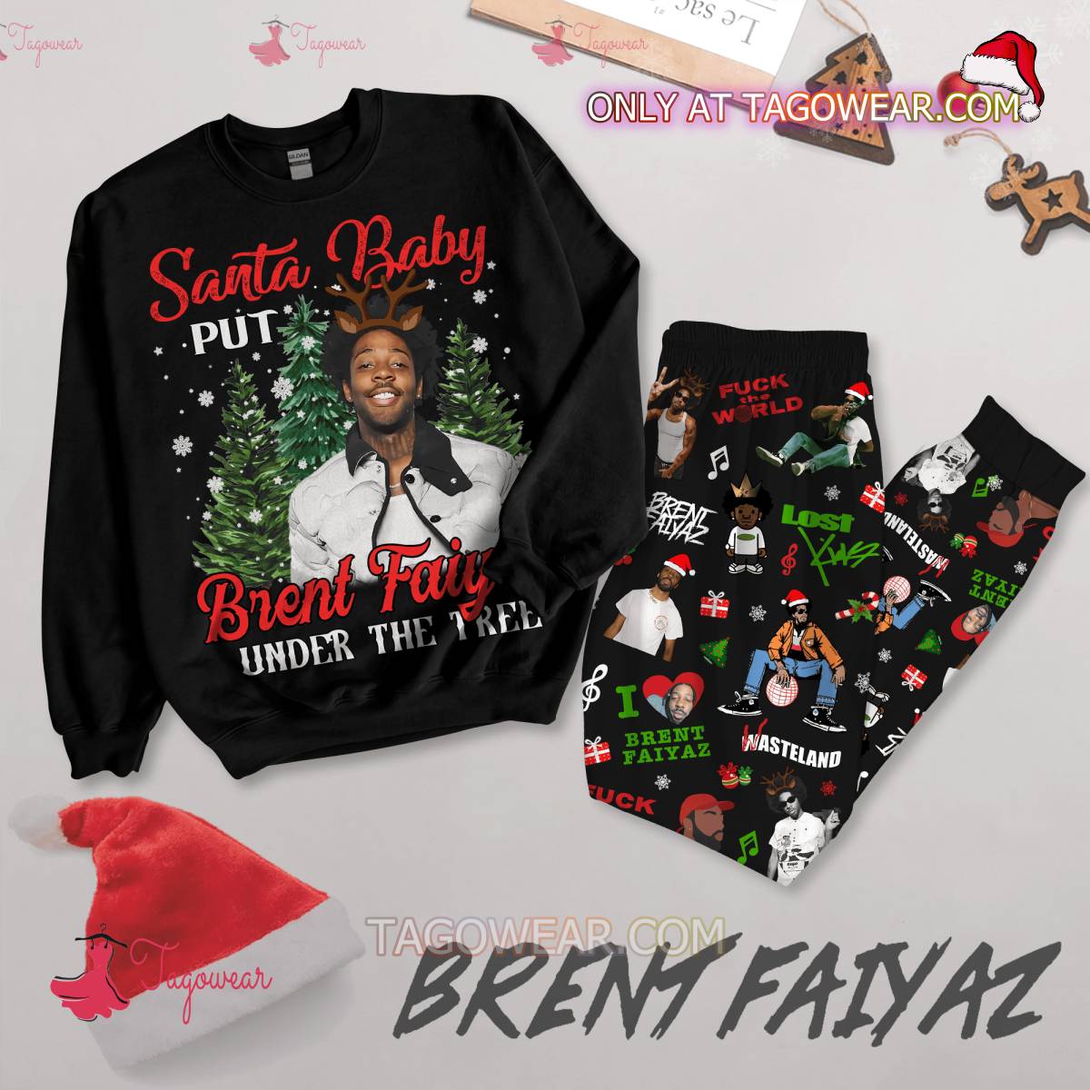 Santa Baby Put Brent Faiyaz Under The Tree Christmas Pajamas Set