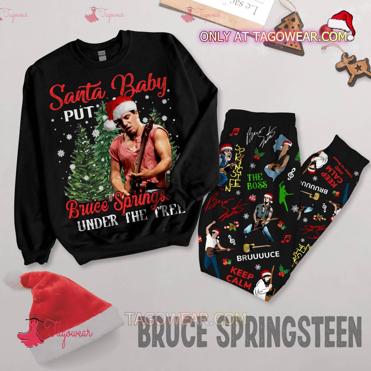 Santa Baby Put Bruce Springsteen Under The Tree Christmas Pajamas Set