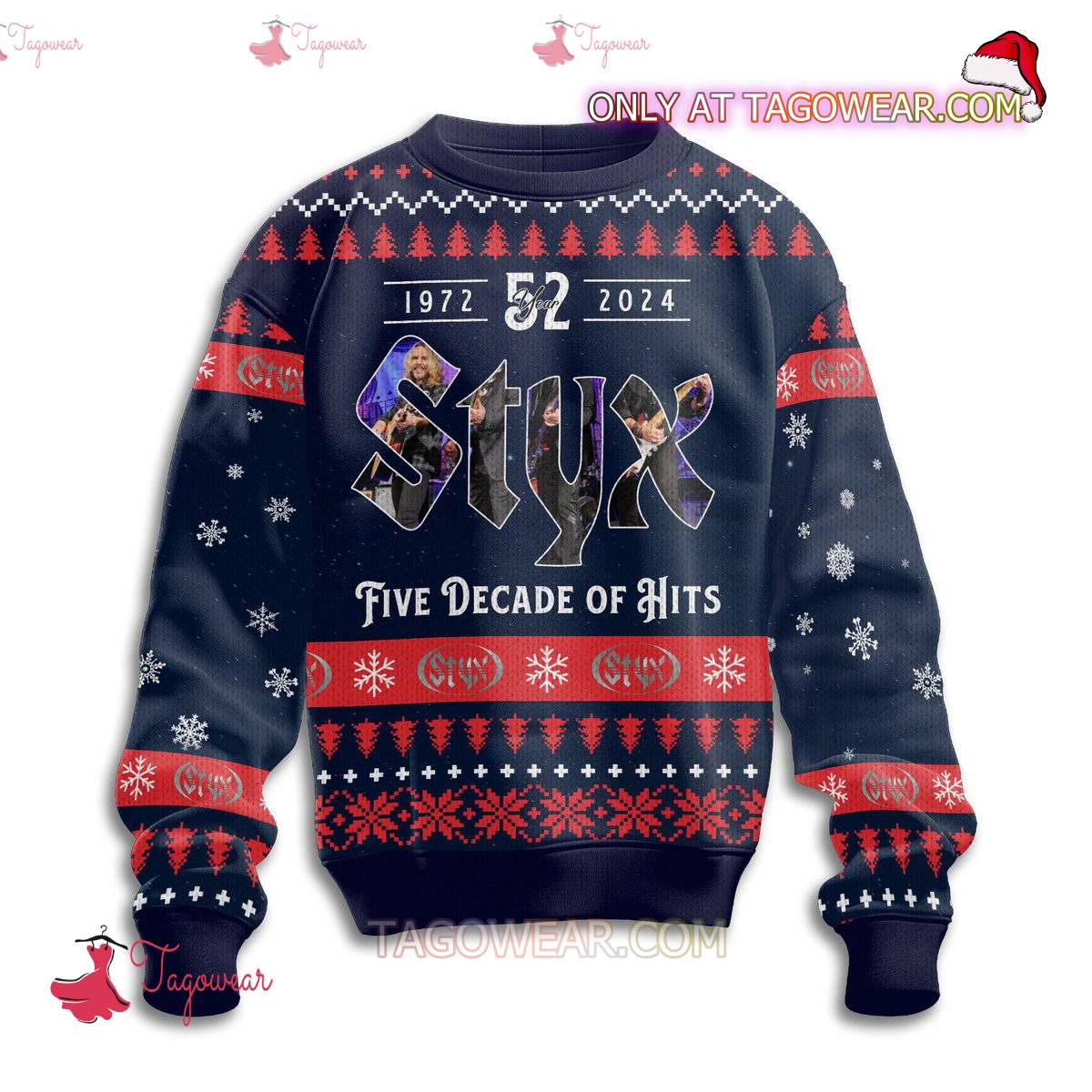 Styx Five Decade Of Hits Renegades And Juke Box Heroes Tour Ugly Christmas Sweater a