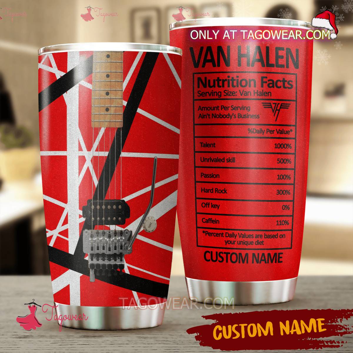 Van Halen Guitar Nutrition Facts Personalized Tumbler