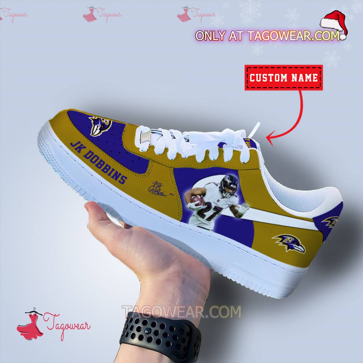Baltimore Ravens JK Dobbins Signature Personalized Air Force Shoes a