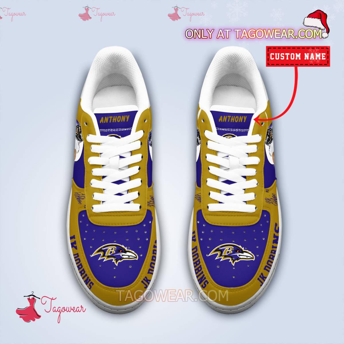 Baltimore Ravens JK Dobbins Signature Personalized Air Force Shoes b