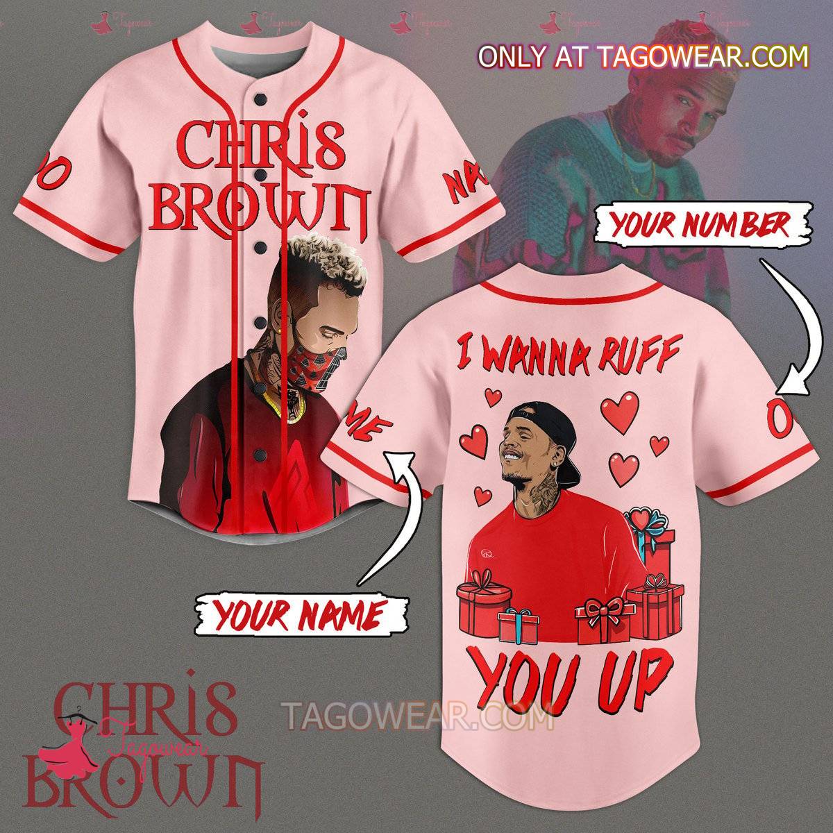 Chris Brown I Wanna Ruff You Up Valentine Personalized Baseball Jersey
