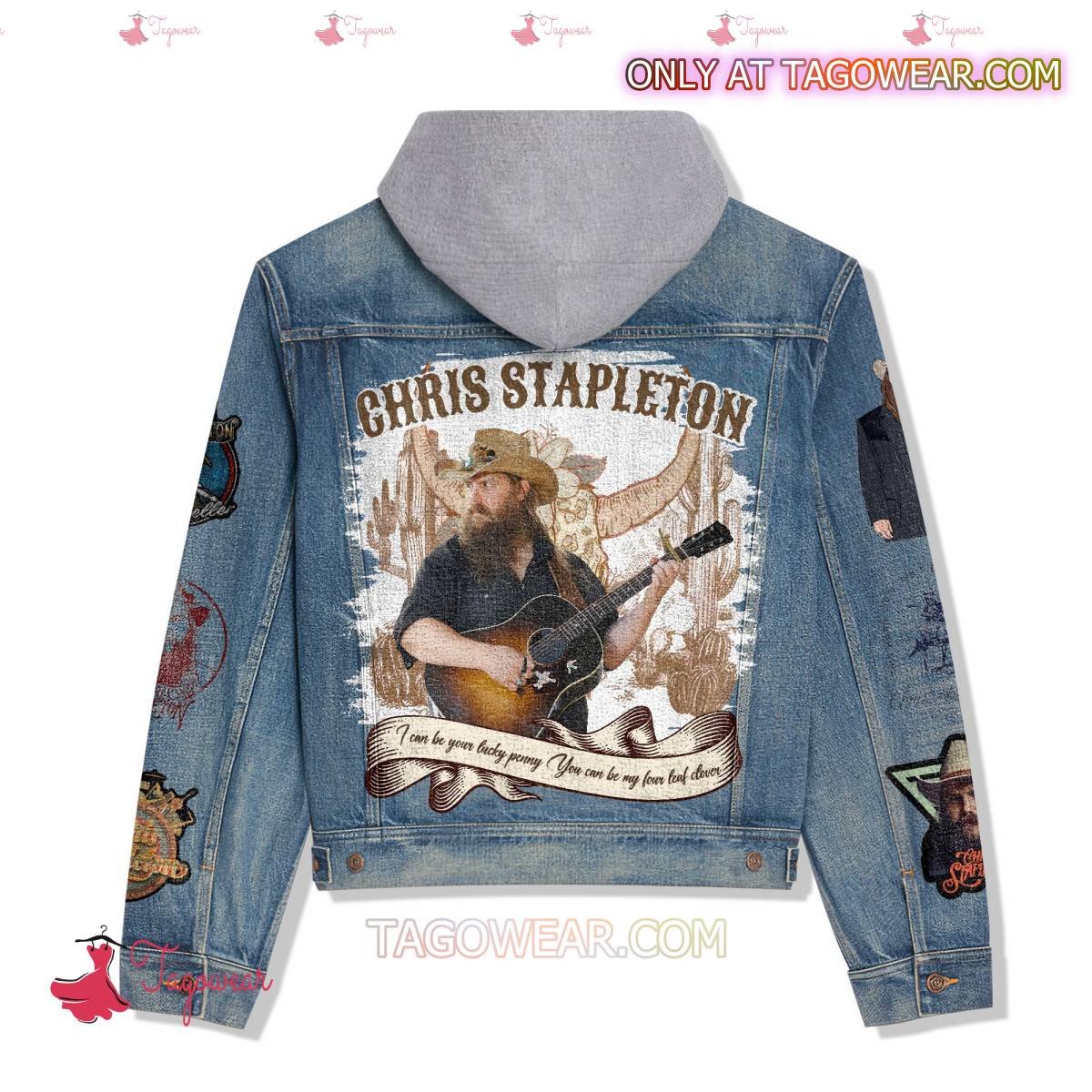 Chris Stapleton I Can Be Your Lucky Penny Jean Hoodie Jacket b