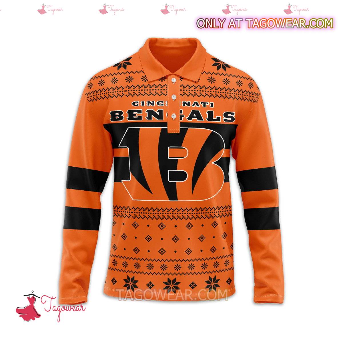 Cincinnati Bengals Personalized Ugly Polo Long Sleeve a