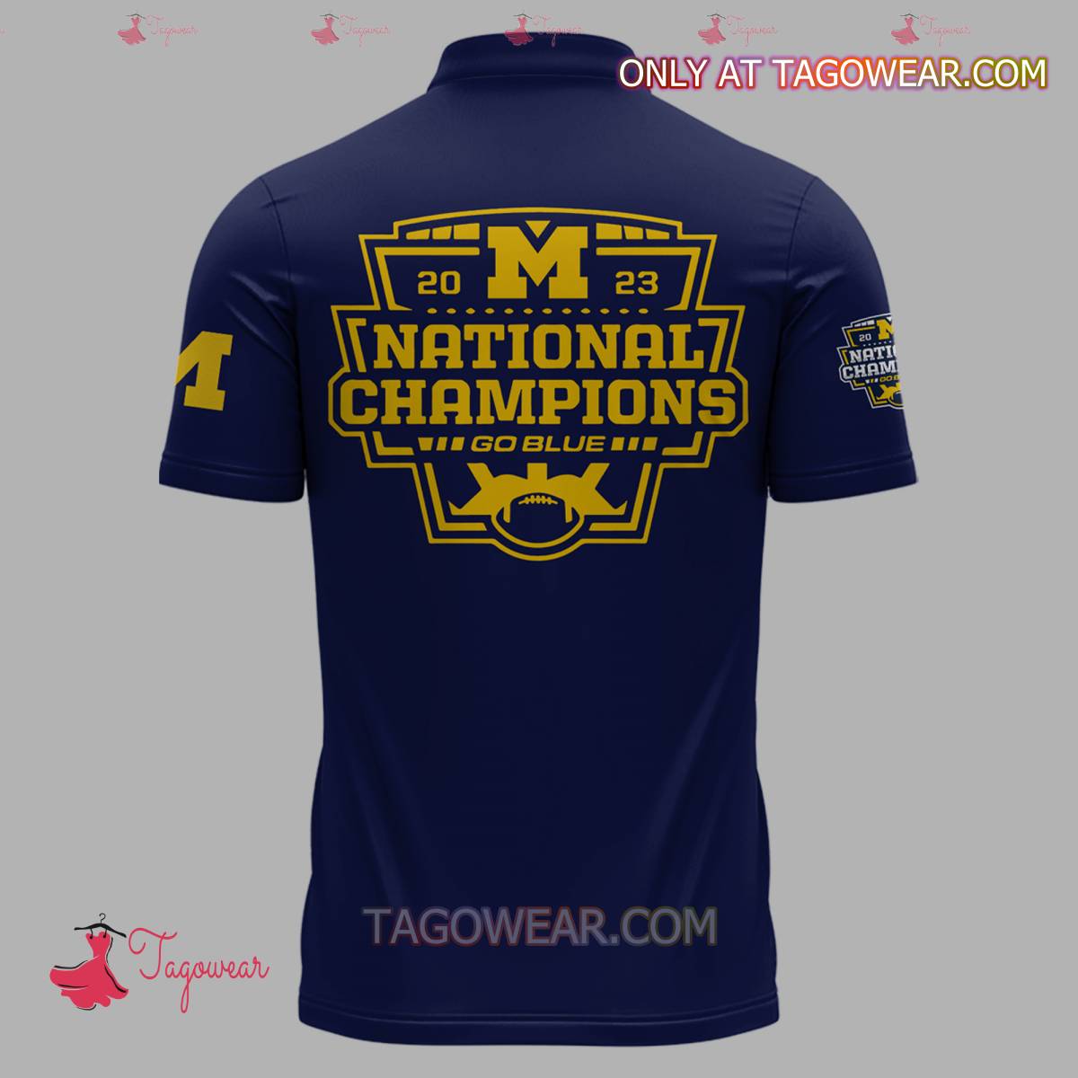 Coach Jim Harbaugh 2023 National Champions Go Blue Michigan Wolverines Polo Shirt b