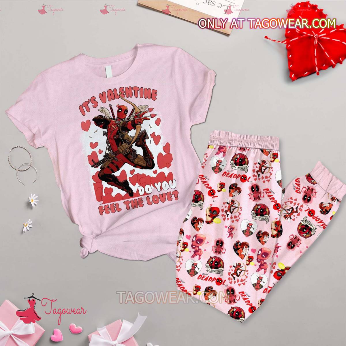 Deadpool It's Valentine Do You Feel The Love Pajamas Set