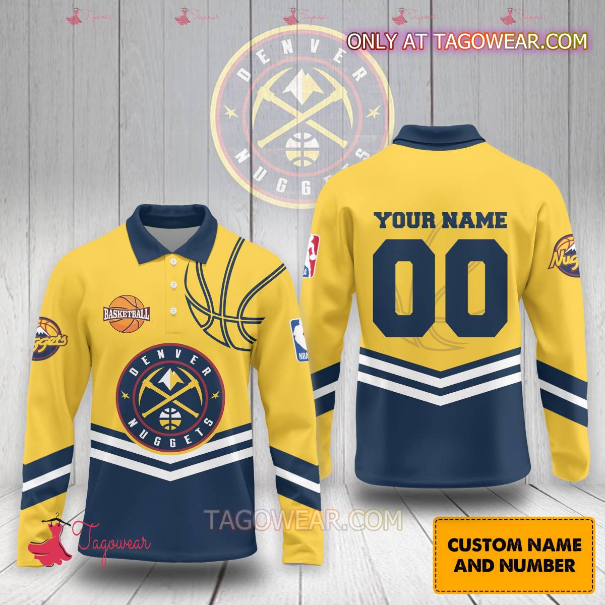 Denver Nuggets Personalized Polo Long Sleeve