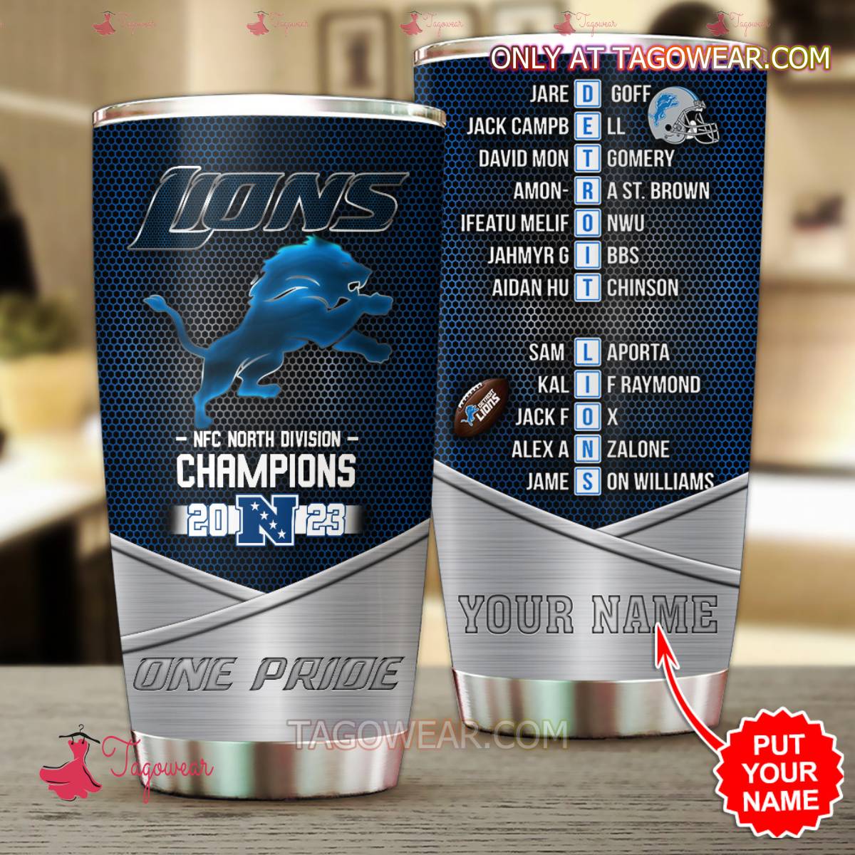 Detroit Lions Nfc North Division Champions 2023 One Pride Personalized Tumbler