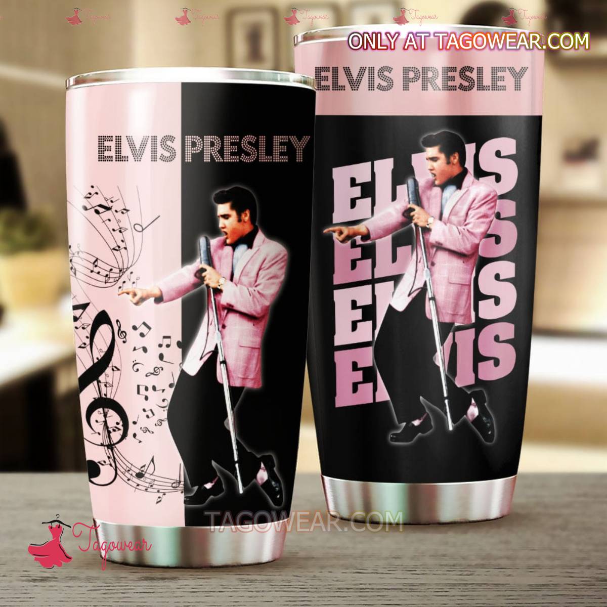 Elvis Presley Music Pink And Black Tumbler