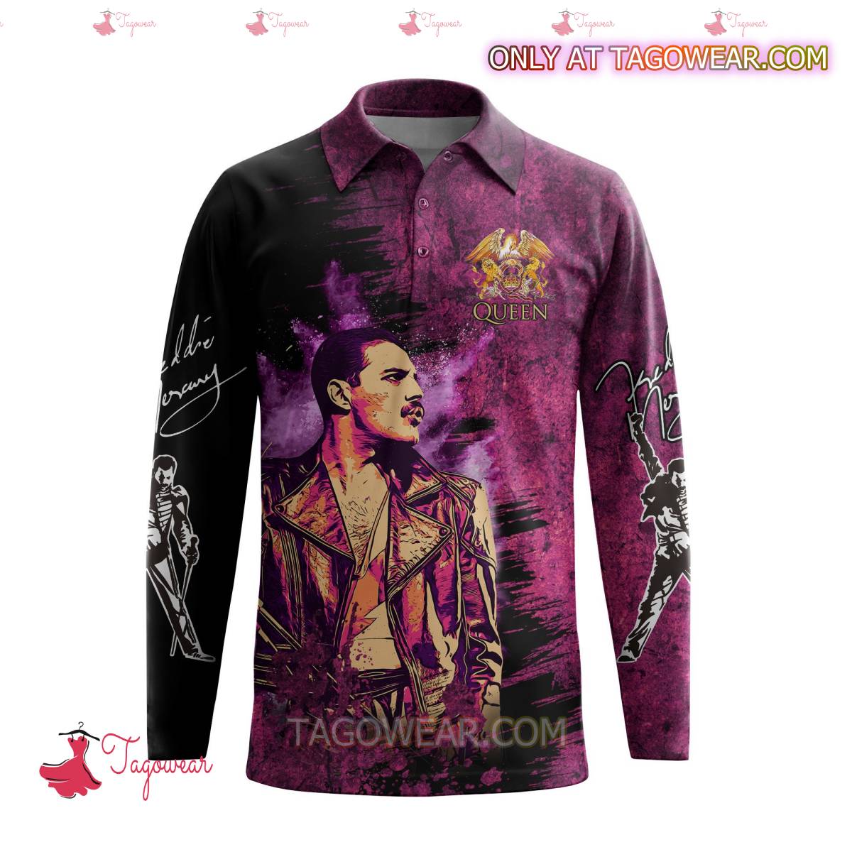 Freddie Mercury Signature 3D Polo Long Sleeve a