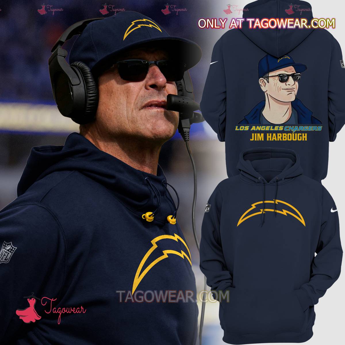 Funny Coach Jim Harbaugh Los Angeles Chargers Hoodie