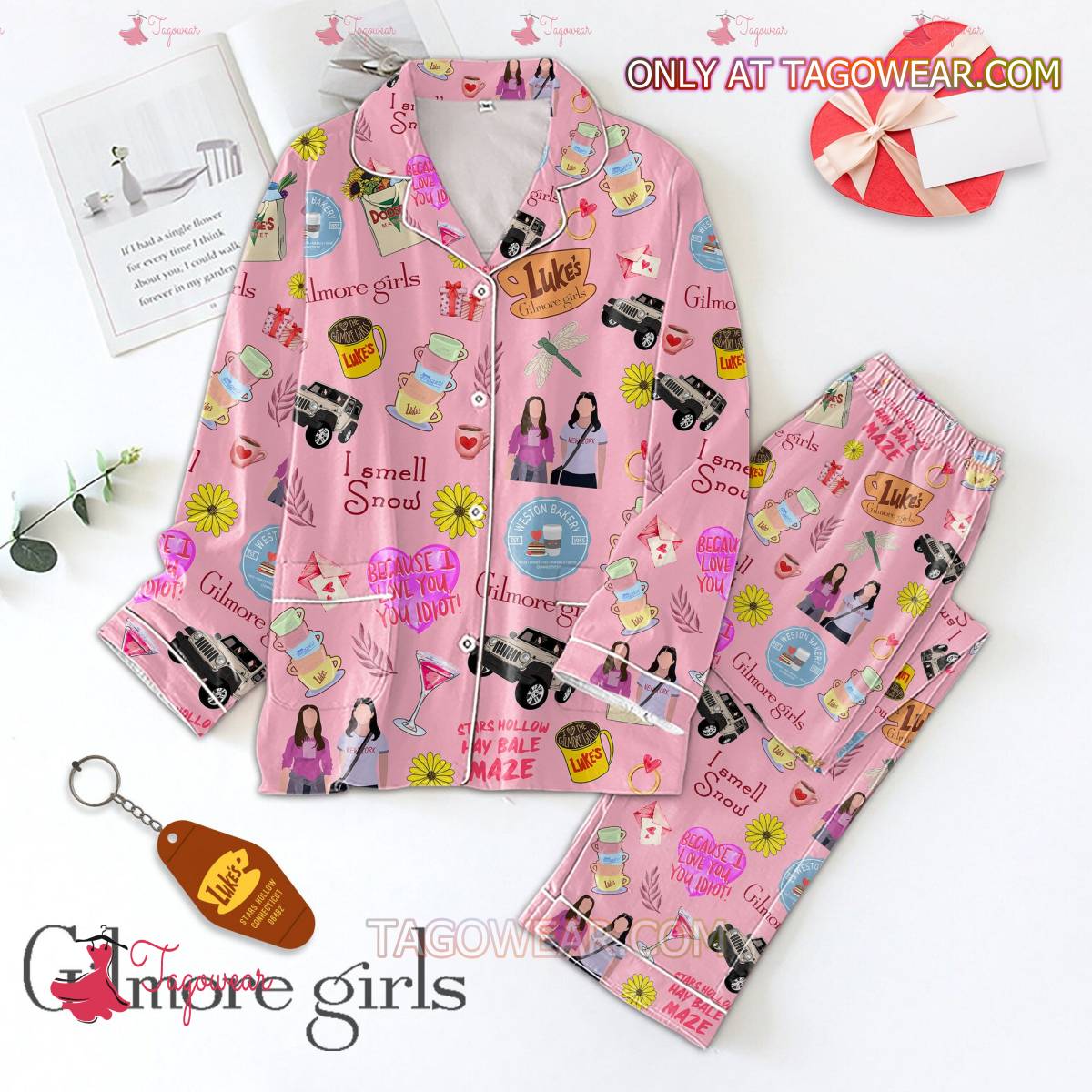 Gilmore Girls Because I Love You Valentine Men Women's Pajamas Set