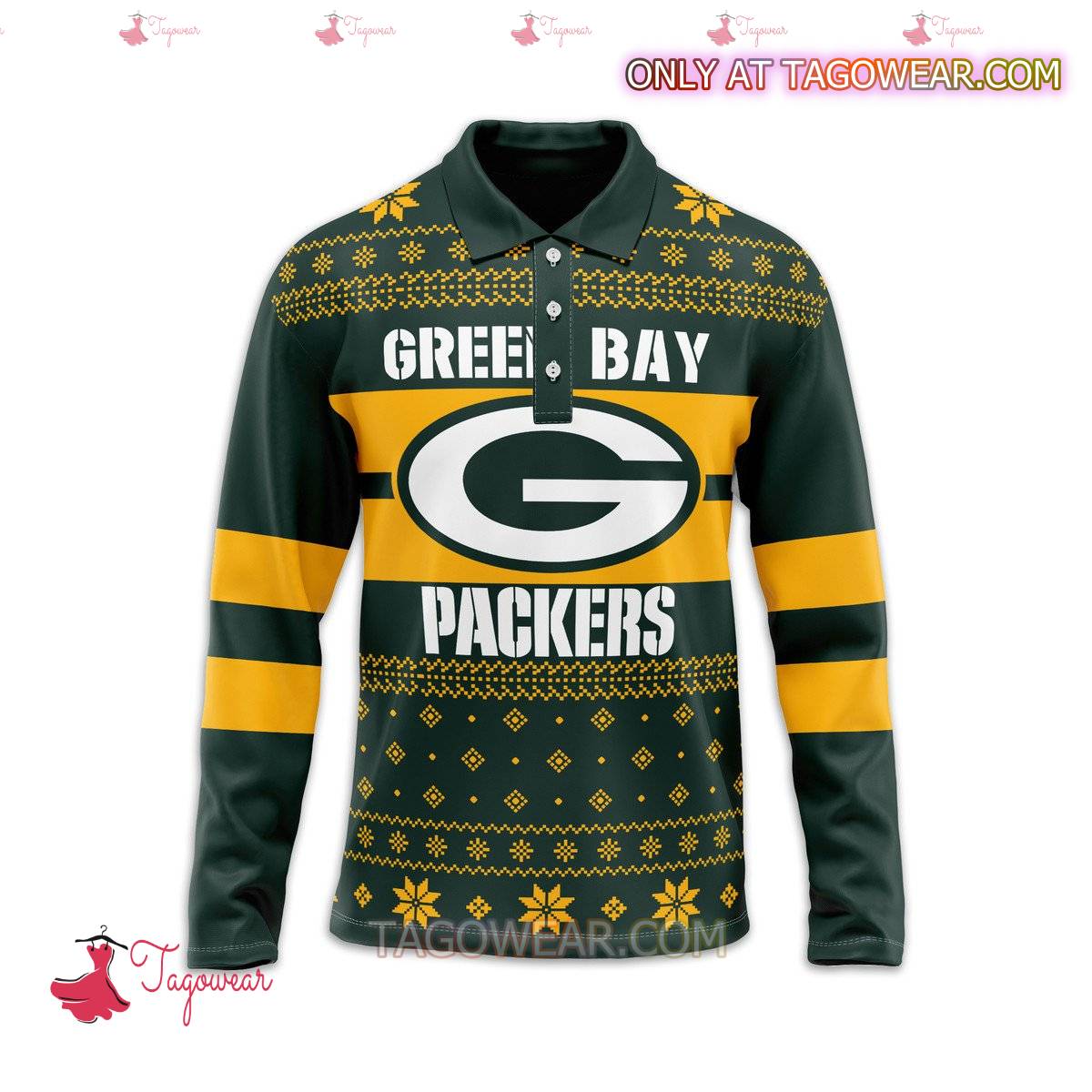 Green Bay Packers Personalized Ugly Polo Long Sleeve a