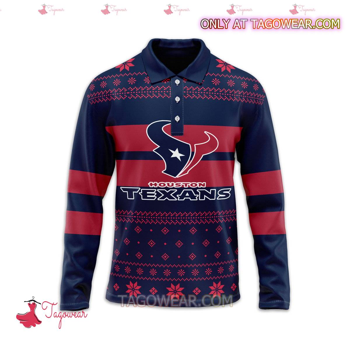 Houston Texans Personalized Ugly Polo Long Sleeve a