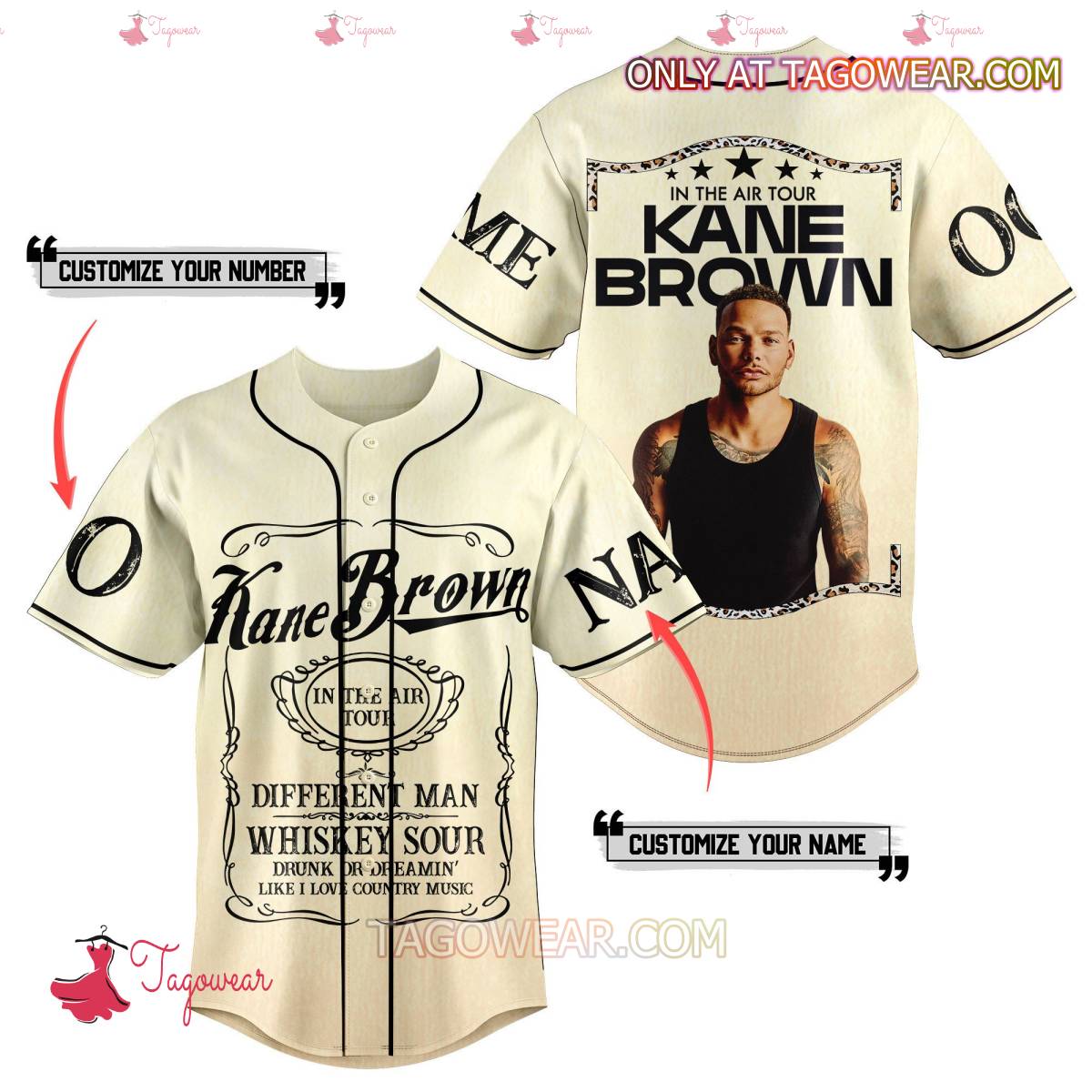 In The Air Tour Kane Brown Personalized Baseball Jersey