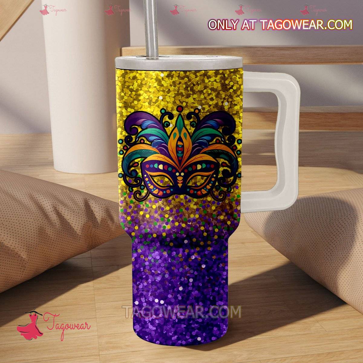 It's Mardi Gras Y'all 40oz Tumbler With Handle a