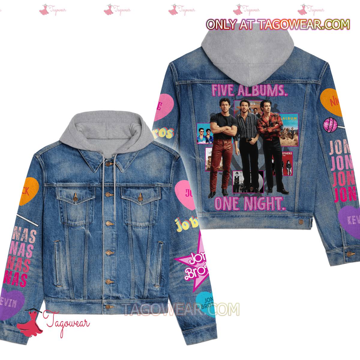 Jonas Brothers Five Albums One Night Jean Hoodie Jacket