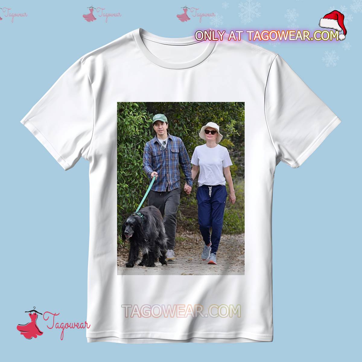 Justin Long And Kate Bosworth Are Living Free On A Hike With Their Dog In L.a Shirt