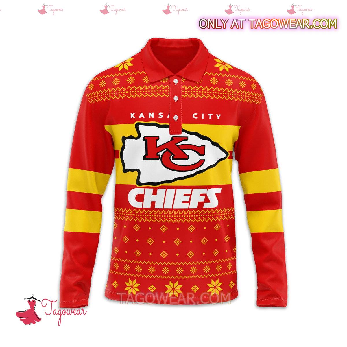 Kansas City Chiefs Personalized Ugly Polo Long Sleeve a