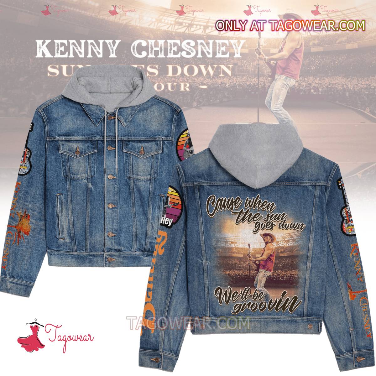 Kenny Chesney Cause When The Sun Goes Down We'll Be Groovin Jean Hoodie Jacket