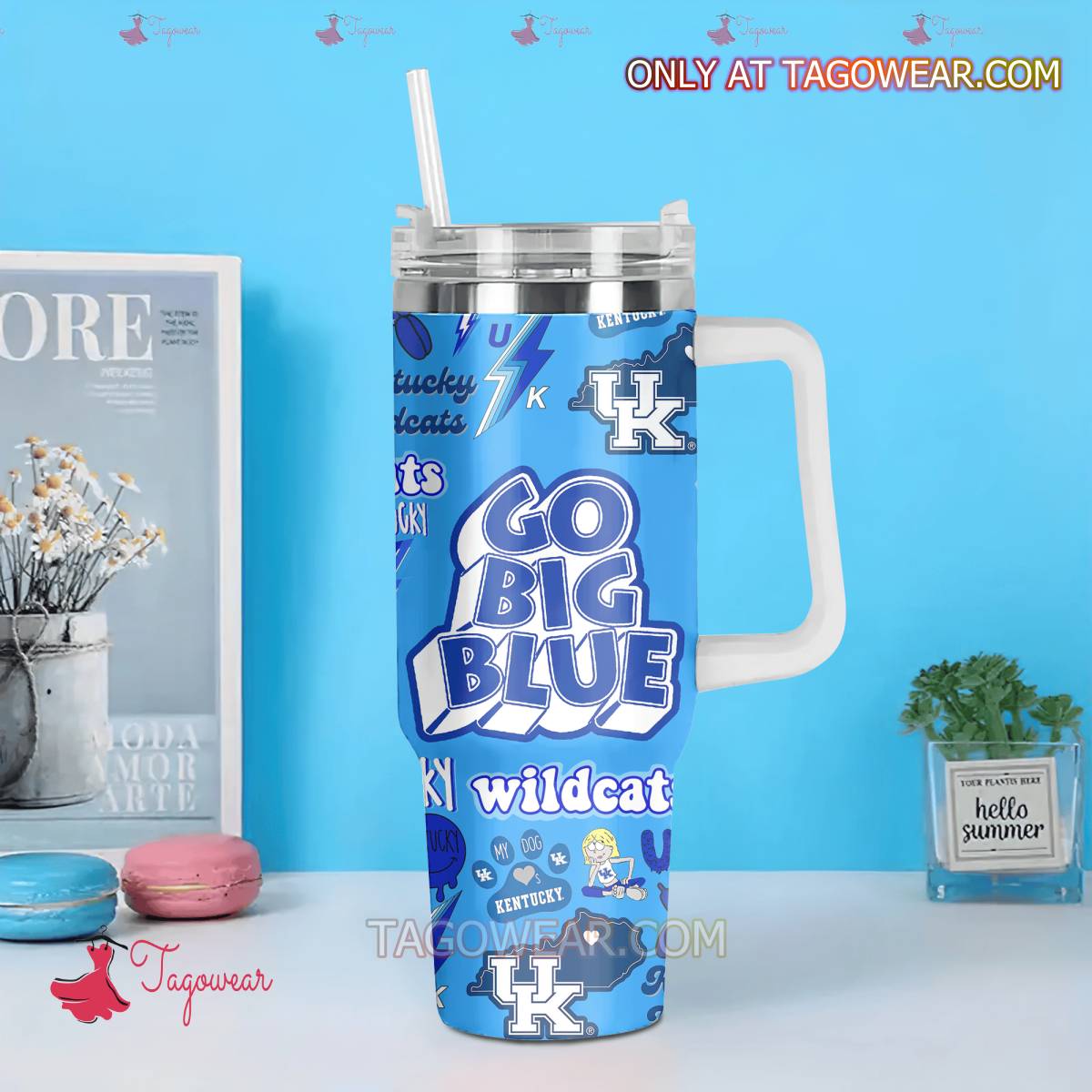 Kentucky Wildcats Go Big Blue Personalized 40 Oz Tumbler With Handle b