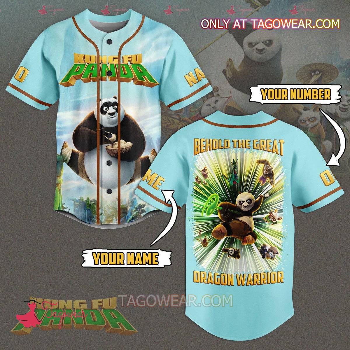 Kung Fu Panda Behold The Great Dragon Warriot Personalized Baseball Jersey