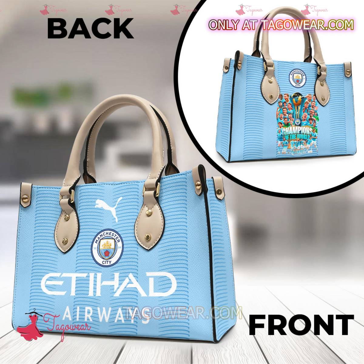 Manchester City Champion Of The World Leather Handbag a
