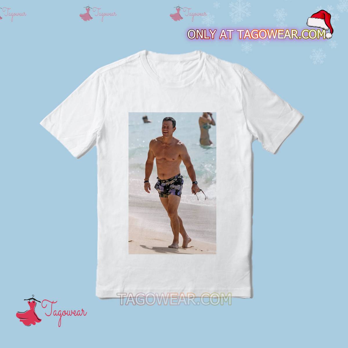 Mark Wahlberg Is Strutting Down The Beach In Barbados Shirt a