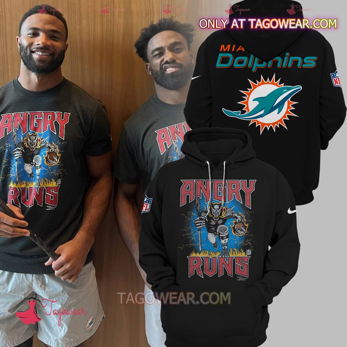 Miami Dolphins Angry Runs Nfl Hoodie