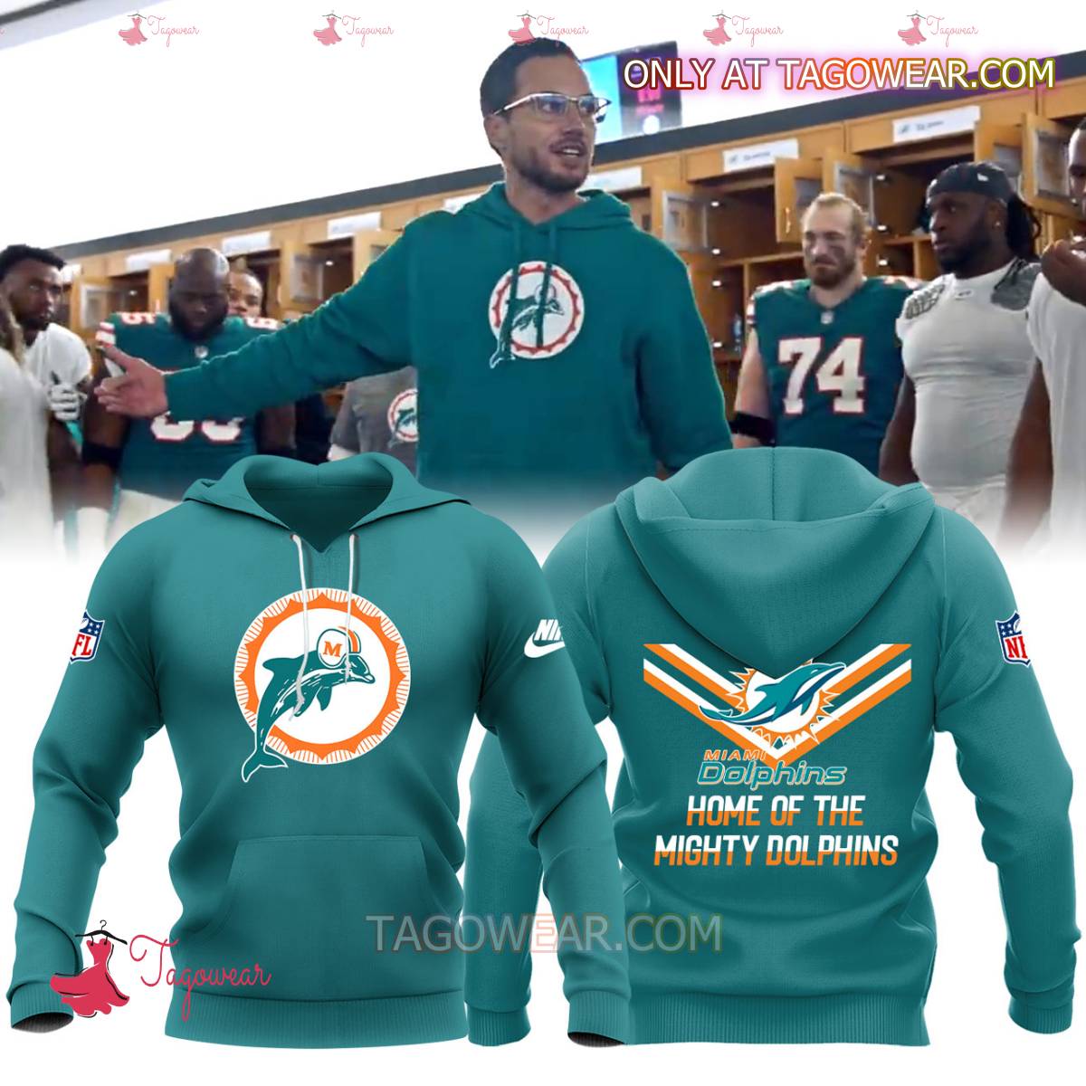 Miami Dolphins Coach Mike Mcdaniel Home Of The Mighty Dolphins Hoodie