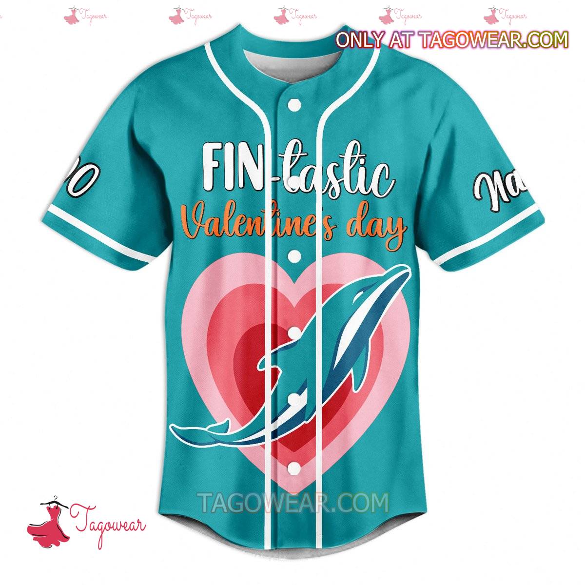 Miami Dolphins Fin-tastic Valentine's Day Personalized Baseball Jersey a