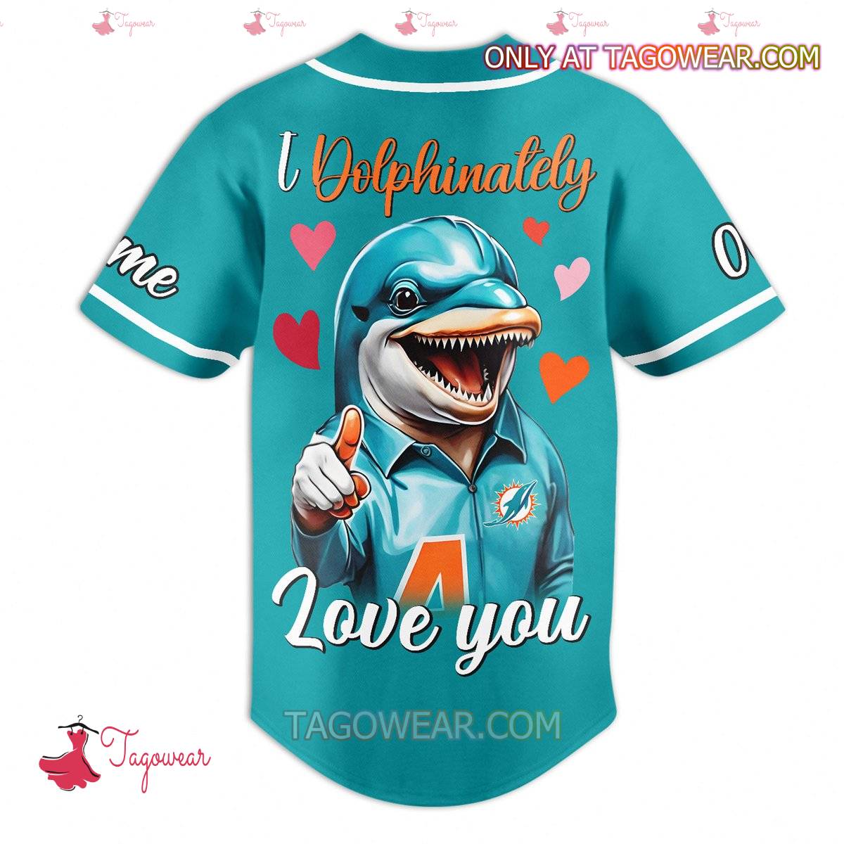 Miami Dolphins Fin-tastic Valentine's Day Personalized Baseball Jersey b