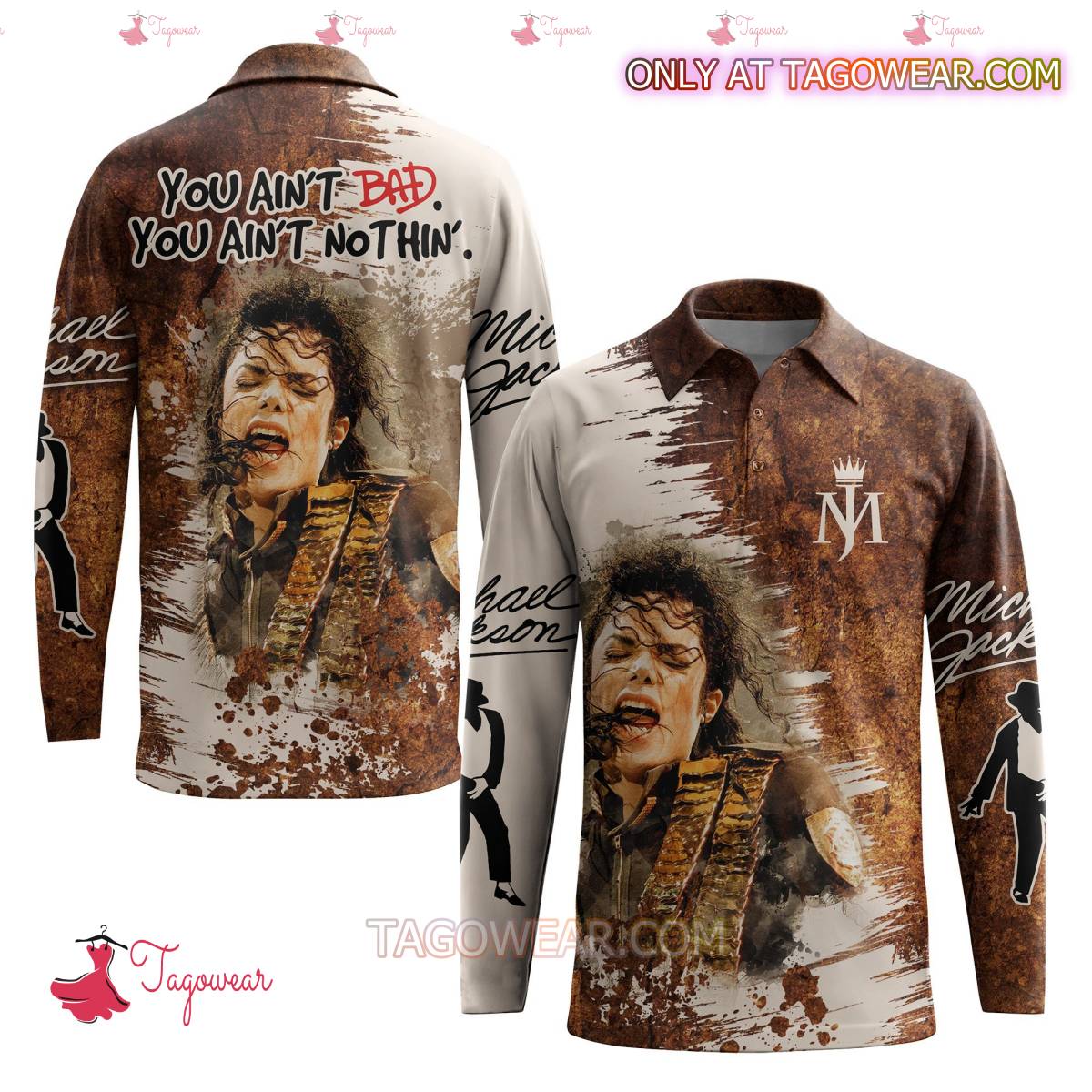 Michael Jackson You Ain't Bad You Ain't No Thing 3D Polo Long Sleeve