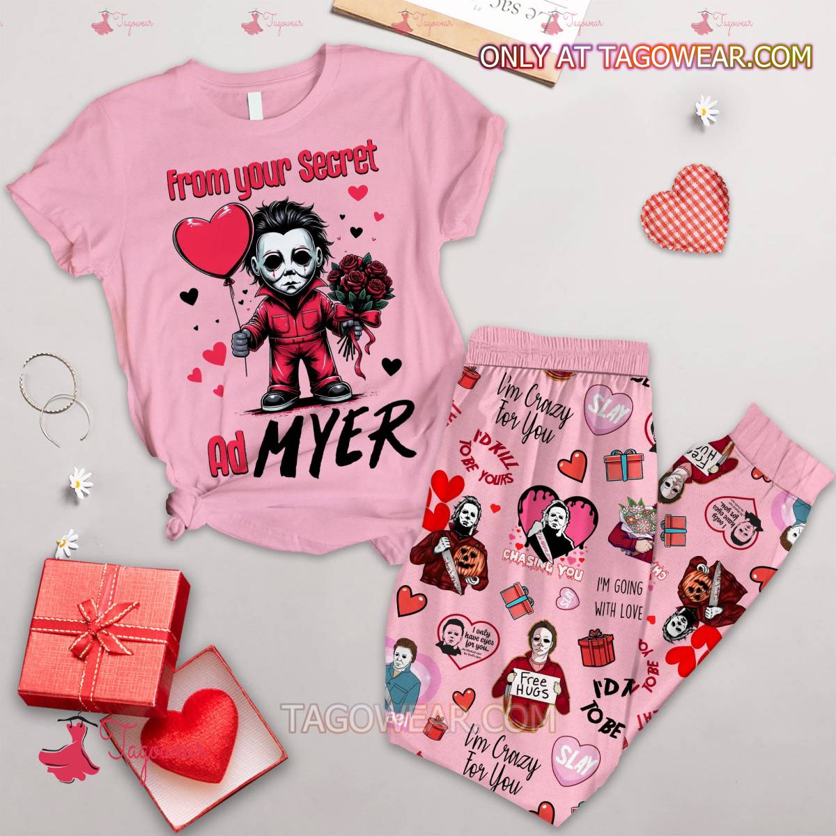 Michael Myers From Your Heart Ad Myer Valentine Pajamas Set