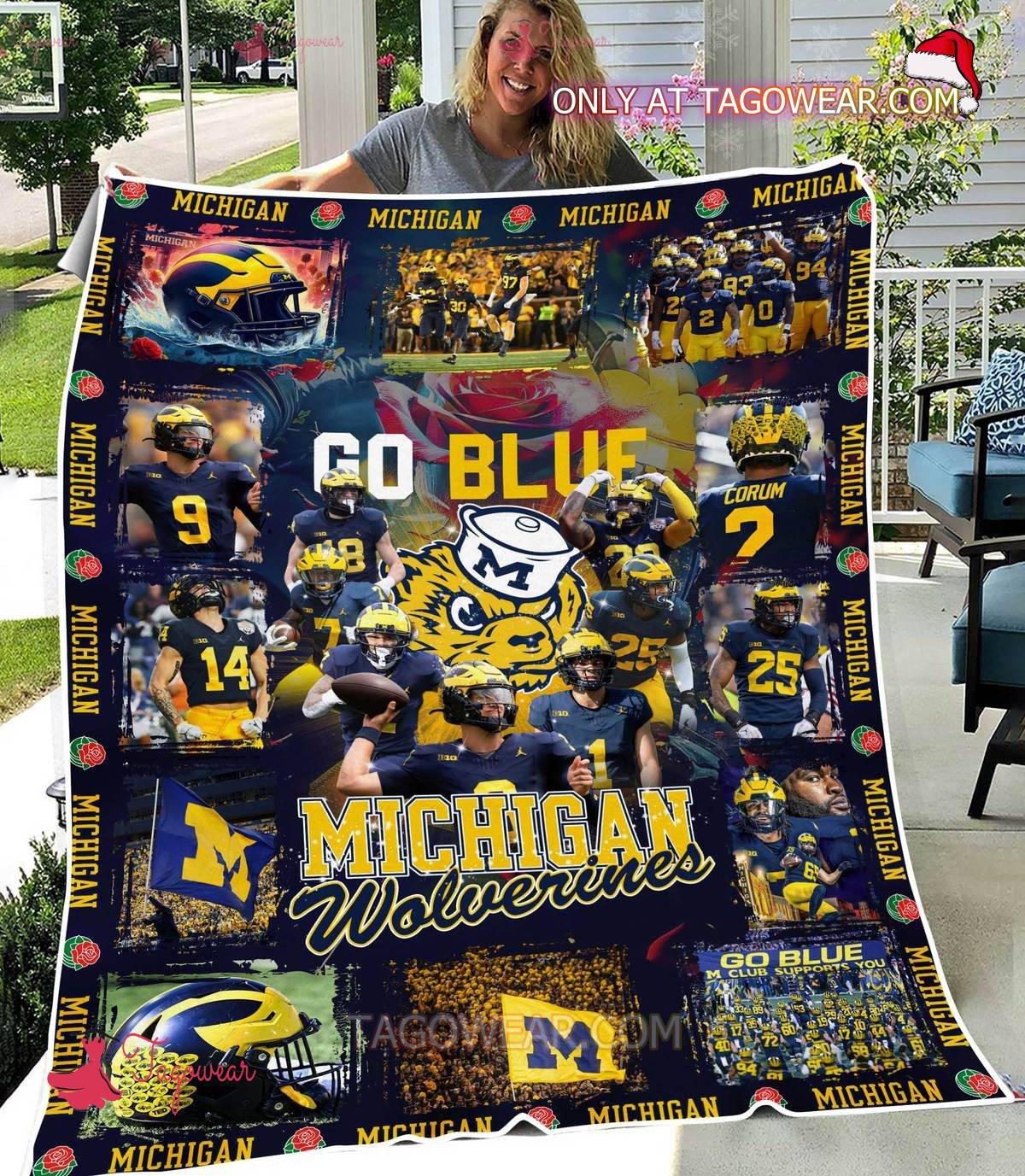 Michigan Wolverine Go Blue Blanket b