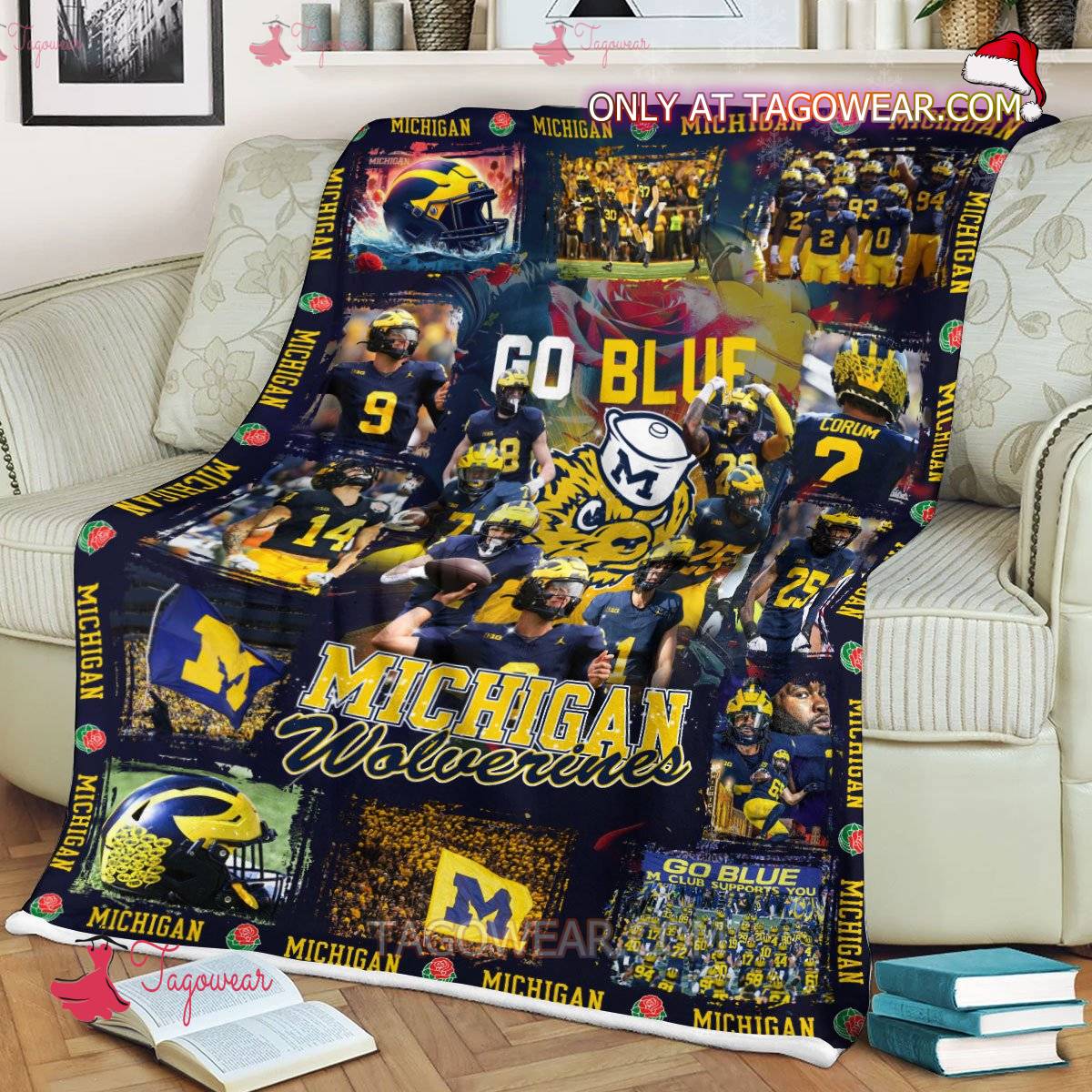 Michigan Wolverine Go Blue Blanket c
